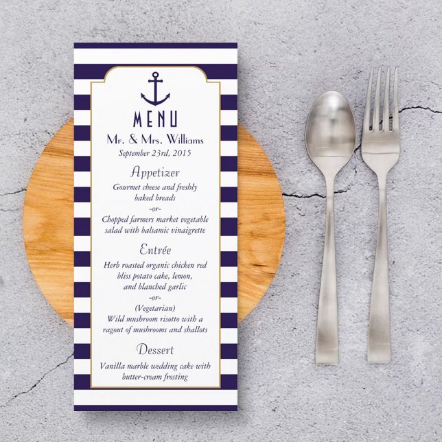 Hochzeitsmenü der Nautischen Marine und des Weißst Werbekarte (Von Creator hochgeladen)