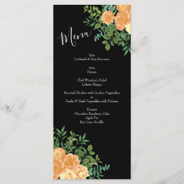 Hochzeitsmenü der Peach Black Peony Rose Menükarte