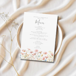 Hochzeitsmenü der rosa Wildblume Menükarte
