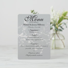 Hochzeitsmenü der White Gray Bird Branches Menükarte