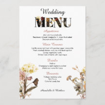 Hochzeitsmenü der Wildblume