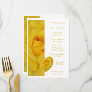 Hochzeitsmenü des Gelben Rosenherzes Menükarte