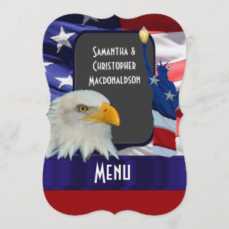 Hochzeitsmenü des Patriotischen Amerikaners Menükarte