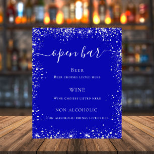 Hochzeitsmenü des Royal Blue Glitzer Bar