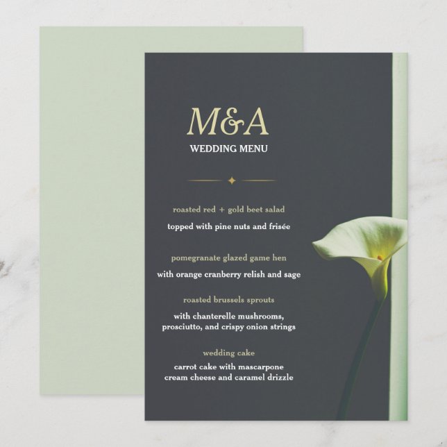 Hochzeitsmenü Einladung (Vorne/Hinten)