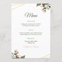 Hochzeitsmenü florales Hochzeitsmenü Moderne Hochz