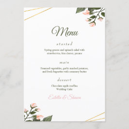 Hochzeitsmenü florales Hochzeitsmenü Moderne Hochz Menükarte