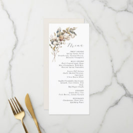 Hochzeitsmenü für Baumwolle und Eukalyptus Menükarte