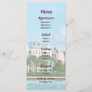 Hochzeitsmenü für die Abreise von Paradise Island Menükarte