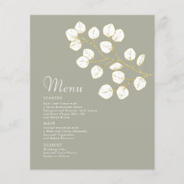 Hochzeitsmenü für Eukalyptus-Blätter in Gold-Sage Flyer