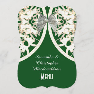 Hochzeitsmenü für Filigree Damast Menükarte