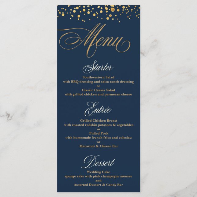 Hochzeitsmenü für Glitzer und Hochzeitsgäste von N Menükarte (Vorderseite)