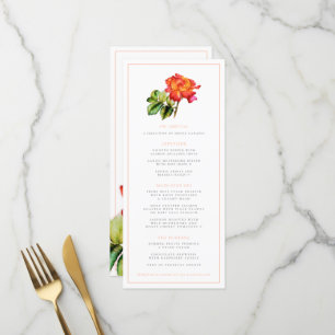 Hochzeitsmenü für Hybrid-Tee Rose Orangenfarben Menükarte