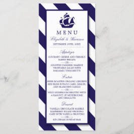 Hochzeitsmenü für Nautische Streifen und Navy Blue Menükarte