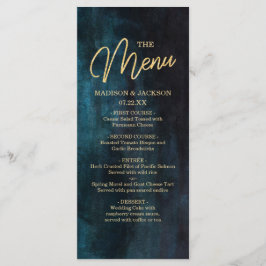 Hochzeitsmenü für Navy Blue & Aquamarin Watercolor Menükarte