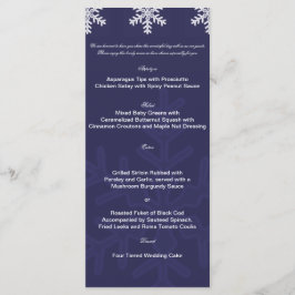 Hochzeitsmenü für Navy Blue Snowflake Menükarte
