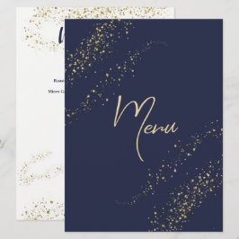 Hochzeitsmenü für Navy & Gold Stardust Menükarte