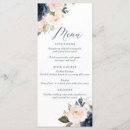 Hochzeitsmenü für Navy und Blush Pink Menükarte