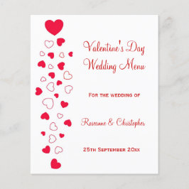 Hochzeitsmenü für Red Hearts Design Valentinstag