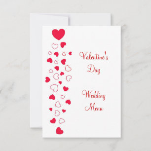 Hochzeitsmenü für Red Hearts Design Valentinstag Einladung