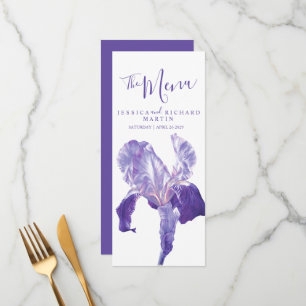 Hochzeitsmenü für Riesenviolette Blumen Menükarte