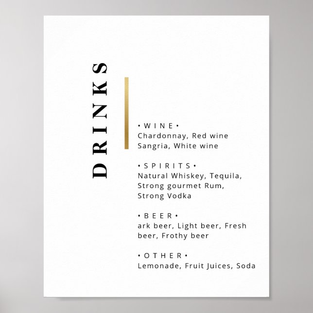 Hochzeitsmenü für Schwarz-Weiß-Typografie Poster (Vorne)