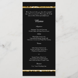 Hochzeitsmenü für Schwarz-weiße Glitzer und Gold Menükarte
