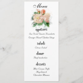 Hochzeitsmenü für Shabby Chic-Rose Menükarte