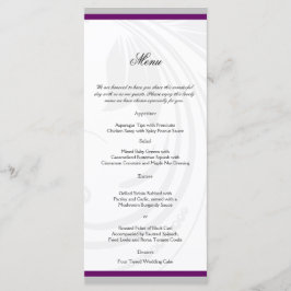 Hochzeitsmenü für Silber und Lila Blumenkohl Menükarte
