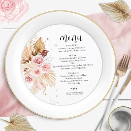 Hochzeitsmenü für Wasserfarben | Boho Floral Glitz Menükarte