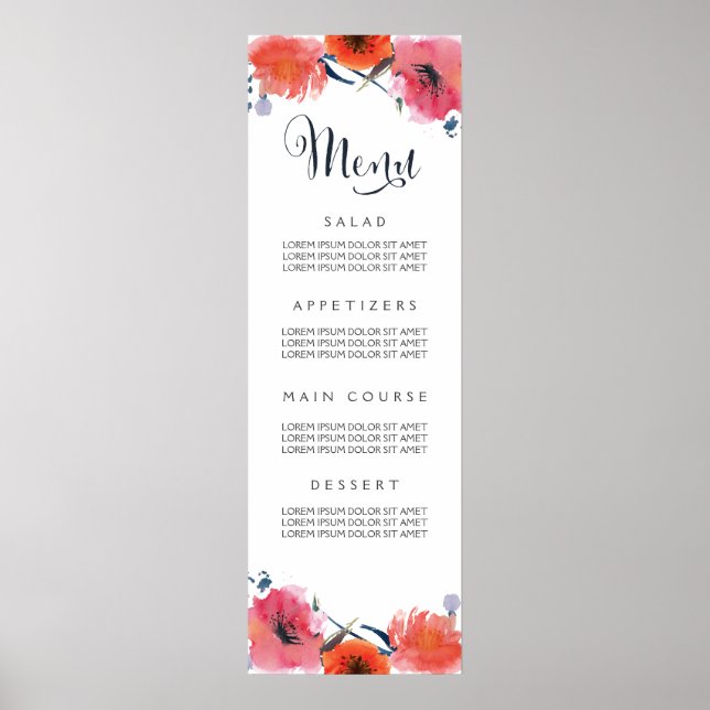Hochzeitsmenü für Wasserfarben Poster (Vorne)
