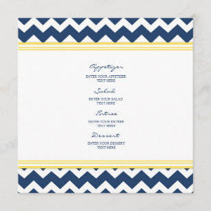 Hochzeitsmenü Gelb Blau Zickzack Menükarte