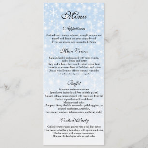 Hochzeitsmenü, Hochzeitsmenü für Snowflakes Menükarte