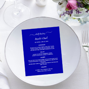 Hochzeitsmenü königsblau weißes Budget Flyer