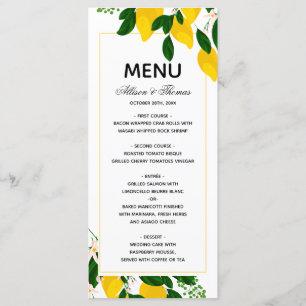 Hochzeitsmenü Lemon Gelbe Hochzeitseinladung Menükarte