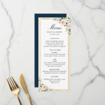 Hochzeitsmenü mit goldfarbenem Rahmen