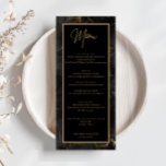 Hochzeitsmenü mit Goldrand-Karte aus schwarzem Mar Menükarte<br><div class="desc">Diese Karte wurde speziell für die Koordination mit unserer Black Agate Collection entwickelt und bietet einen wunderschönen Hintergrund aus schwarzem Agarve Marmor mit klassischem Text. Für eine erweiterte Anpassung dieses Designs, z.B. das Ändern des Layouts, des Schriftartes oder der Textgröße, klicken Sie bitte auf den obigen Button "KENNEN". Bitte kontaktieren...</div>