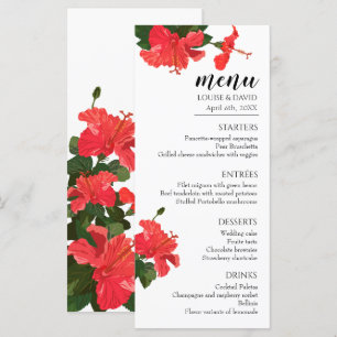 Hochzeitsmenü mit Hibiskus-Blume Menükarte