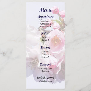 Hochzeitsmenü mit Kirschblüten auf einem Zweig Menükarte