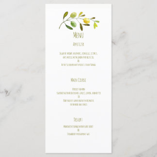 Hochzeitsmenü mit Olivenbäumen Menükarte