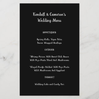 Hochzeitsmenü mit schwarzem Hintergrund Flyer
