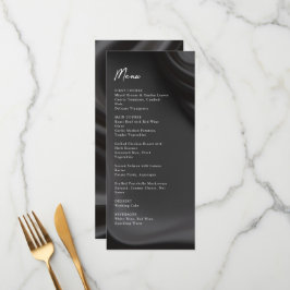 Hochzeitsmenü mit schwarzem Satin Menükarte