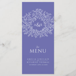 Hochzeitsmenü mit weißem Blatt zeichnend Monogramm Menükarte