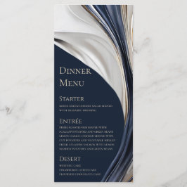 Hochzeitsmenü - Modernes Abstraktes Blaues Weiß Menükarte