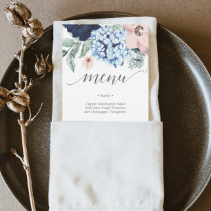 Hochzeitsmenü oder Brautparty-Menü Navy Blooms Einladung