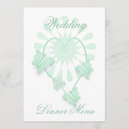 Hochzeitsmenü Peppermint Butterflies Herz Menükarte