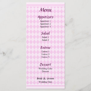 Hochzeitsmenü Pink Diamonds Menükarte