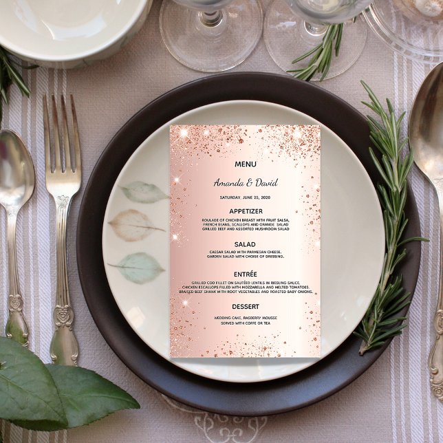 Hochzeitsmenü Rose Gold Glitzer Staub metallisch (Von Creator hochgeladen)