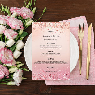 Hochzeitsmenü Rose Gold Rosa Glitzer Staub elegant