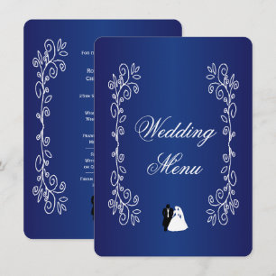 Hochzeitsmenü Royal Blue Colored Bride Groom Menükarte